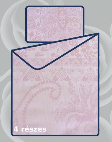 Billerbeck Bianka 4 részes pamut-szatén ágyneműhuzat, Pink jacquard (586)